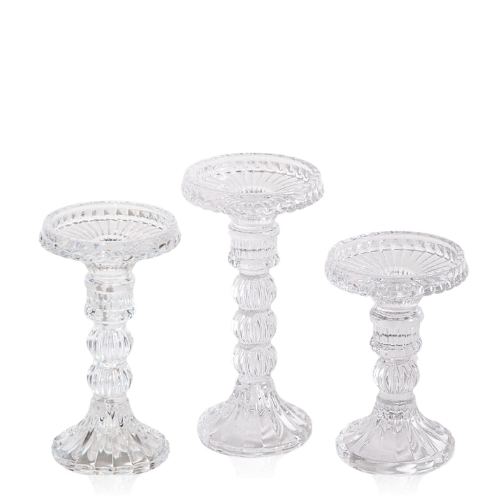 Vintage Glass Candlestick Set of 3