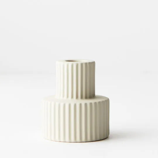 Ceramic Ribbed Taper Candle Holder