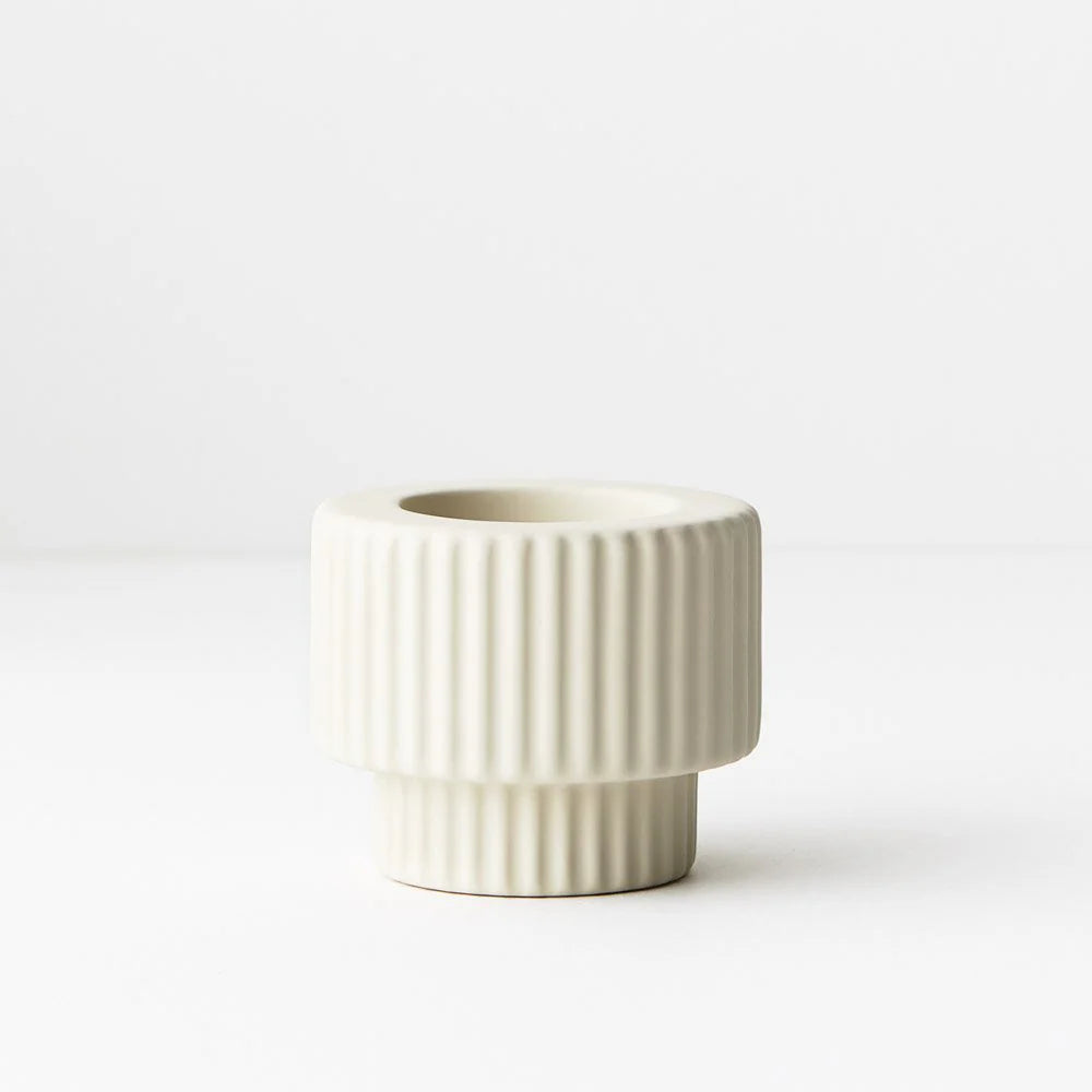 Ceramic Ribbed Tealight Candle Holder