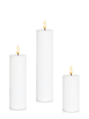 LED Pillar Candle With Wick Set of 3 (5cm width)