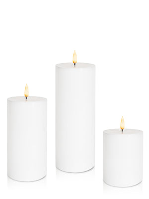 LED Pillar Candle With Wick Set of 3 (8cm width)